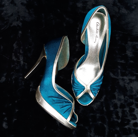 Charlotte Russe Satin Teal Heels Size 9 